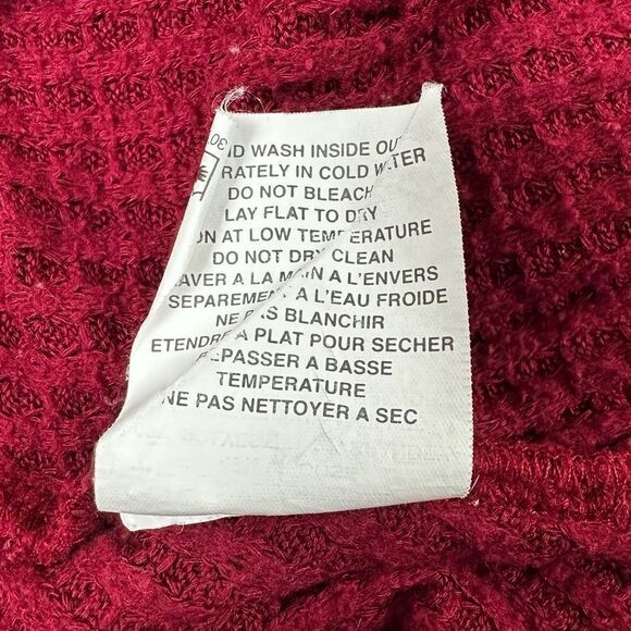Sympli Womens Size 10 Waffleknit Cowlneck Sweater Burgundy Red Tunic Layered Hem - Picture 8 of 11